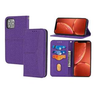 For iPhone 11 Pro Max Woven Texture Stitching Magnetic Horizontal Flip PU Leather Case with Holder & Card Slots & Wallet & Lanyard (Purple)