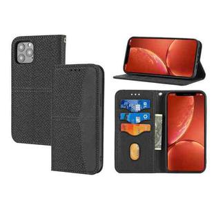 For iPhone 13 Pro Woven Texture Stitching Magnetic Horizontal Flip PU Leather Case with Holder & Card Slots & Wallet & Lanyard (Black)