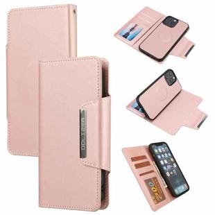 Ultra-thin Detachable Silk Texture Horizontal Flip PU Leather Case with Card Slots & Wallet & Photo Frame For iPhone 13 Pro Max(Pink)