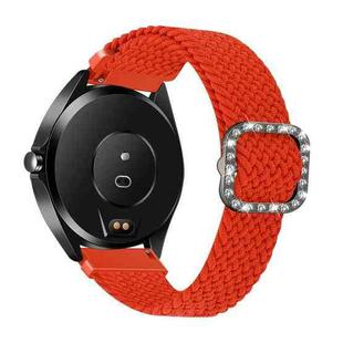 For Garmin Venu/Vivoactive 3 20mm Universal Adjustable Braided Elastic Diamond Buckle Watch Band(Orange Red)
