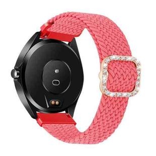 For Garmin Venu/Vivoactive 3 20mm Universal Adjustable Braided Elastic Diamond Buckle Watch Band(Pink)