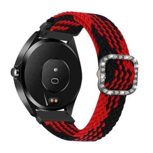 For Garmin Venu/Vivoactive 3 20mm Universal Adjustable Braided Elastic Diamond Buckle Watch Band(Red Black)
