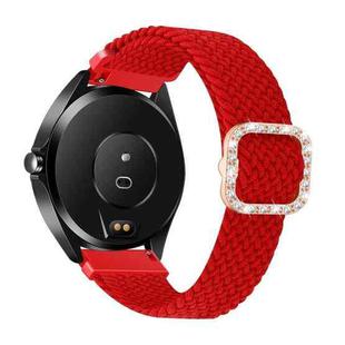 For Garmin Venu/Vivoactive 3 20mm Universal Adjustable Braided Elastic Diamond Buckle Watch Band(Red)