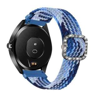 For Garmin Venu/Vivoactive 3 20mm Universal Adjustable Braided Elastic Diamond Buckle Watch Band(Blueberry)