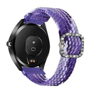 For Garmin Venu/Vivoactive 3 20mm Universal Adjustable Braided Elastic Diamond Buckle Watch Band(Grape Purple)