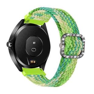 For Garmin Venu/Vivoactive 3 20mm Universal Adjustable Braided Elastic Diamond Buckle Watch Band(Lime Green)