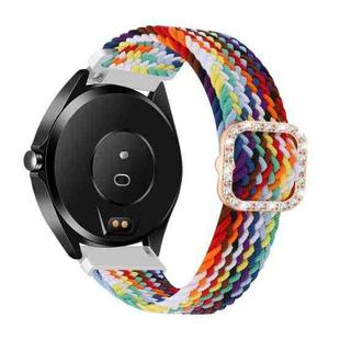 For Garmin Venu 2/Samsung Gear S3/Xiaomi Haylou RS3 22mm Universal Adjustable Braided Elastic Diamond Buckle Watch Band(Rainbow)