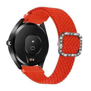 For Garmin Venu 2/Samsung Gear S3/Xiaomi Haylou RS3 22mm Universal Adjustable Braided Elastic Diamond Buckle Watch Band(Orange Red)