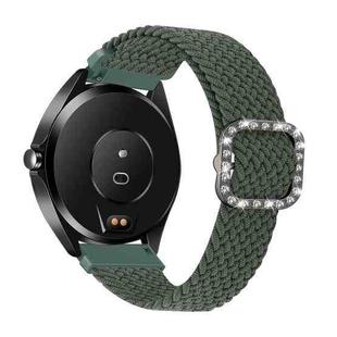 For Garmin Venu 2/Samsung Gear S3/Xiaomi Haylou RS3 22mm Universal Adjustable Braided Elastic Diamond Buckle Watch Band(Green)