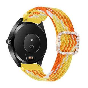 For Garmin Venu 2/Samsung Gear S3/Xiaomi Haylou RS3 22mm Universal Adjustable Braided Elastic Diamond Buckle Watch Band(Orange)