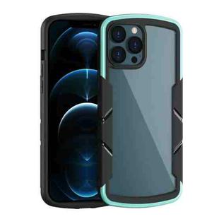 For iPhone 13 Pro Max Shield 3 in 1 Acrylic PC Rubber Shockproof Case (Cyan)