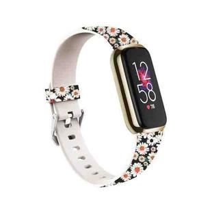 For Fitbit Luxe Special Edition Printing Silicone Watch Band, Size: S(Daisy)