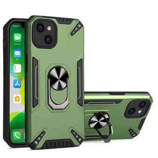 For iPhone 13 PC + TPU Protective Case with 360 Degrees Rotatable Ring Holder(Dark Green)
