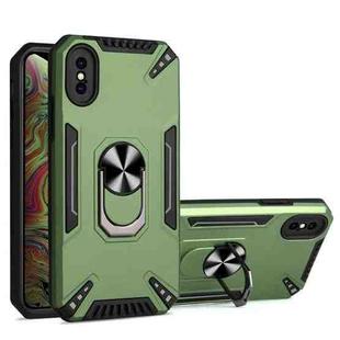 For iPhone XS Max PC + TPU Protective Case with 360 Degrees Rotatable Ring Holder(Dark Green)