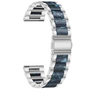 For Garmin Venu/Vivoactive 3 Music 20mm Universal Three-beads Stainless Steel + Resin Watch Band(Silver+Ink)