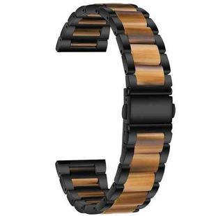 For Huawei Watch 3/3 Pro/Garmin Venu 2 22mm Universal Three-beads Stainless Steel + Resin Watch Band(Black+Honey)