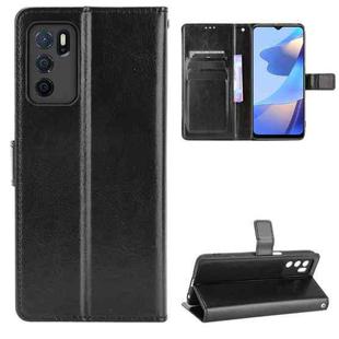 For OPPO A16 Crazy Horse Texture Horizontal Flip Leather Case with Holder & Card Slots & Lanyard(Black)