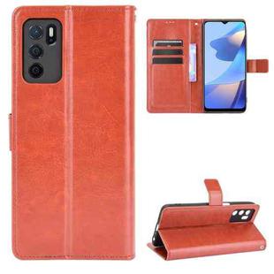 For OPPO A16 Crazy Horse Texture Horizontal Flip Leather Case with Holder & Card Slots & Lanyard(Brown)