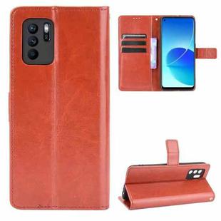 For OPPO Reno6 Z Crazy Horse Texture Horizontal Flip Leather Case with Holder & Card Slots & Lanyard(Brown)