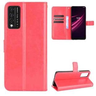 For T-Mobile REVVL V+ 5G Crazy Horse Texture Horizontal Flip Leather Case with Holder & Card Slots & Lanyard(Red)