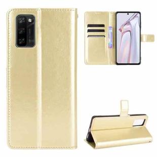 For Blackview A100 Crazy Horse Texture Horizontal Flip Leather Case with Holder & Card Slots & Lanyard(Gold)