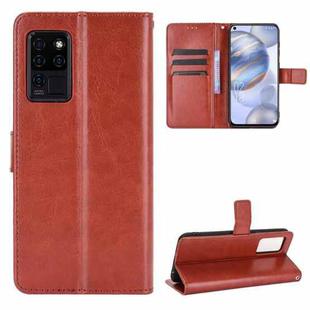 For Oukitel C21 Crazy Horse Texture Horizontal Flip Leather Case with Holder & Card Slots & Lanyard(Brown)