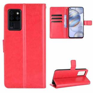 For Oukitel C21 Crazy Horse Texture Horizontal Flip Leather Case with Holder & Card Slots & Lanyard(Red)
