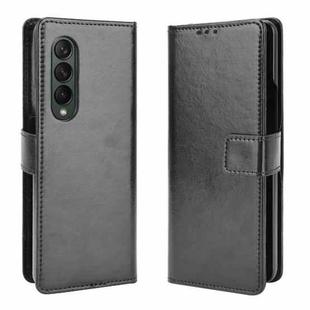 For Samsung Galaxy Z Fold3 5G Crazy Horse Texture Horizontal Flip Leather Case with Holder & Card Slots & Lanyard(Black)