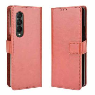 For Samsung Galaxy Z Fold3 5G Crazy Horse Texture Horizontal Flip Leather Case with Holder & Card Slots & Lanyard(Brown)