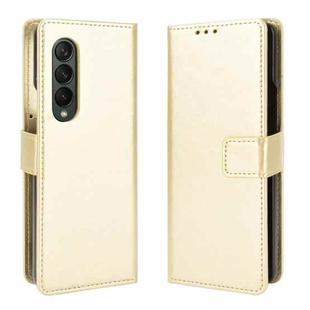 For Samsung Galaxy Z Fold3 5G Crazy Horse Texture Horizontal Flip Leather Case with Holder & Card Slots & Lanyard(Gold)