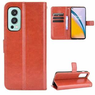For OnePlus Nord 2 5G Crazy Horse Texture Horizontal Flip Leather Case with Holder & Card Slots & Lanyard(Brown)