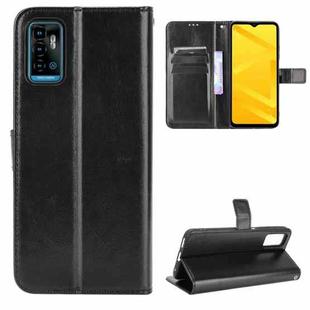 For ZTE Blade A71 Crazy Horse Texture Horizontal Flip Leather Case with Holder & Card Slots & Lanyard(Black)