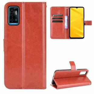 For ZTE Blade A71 Crazy Horse Texture Horizontal Flip Leather Case with Holder & Card Slots & Lanyard(Brown)