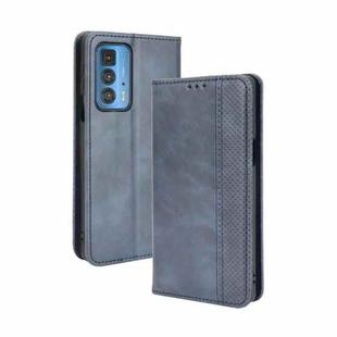 For Motorola Edge 20 Pro / Edge S Pro Magnetic Buckle Retro Crazy Horse Texture Horizontal Flip Leather Case with Holder & Card Slots & Photo Frame(Blue)