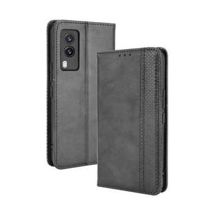 For vivo V21e 5G Magnetic Buckle Retro Crazy Horse Texture Horizontal Flip Leather Case with Holder & Card Slots & Photo Frame(Black)