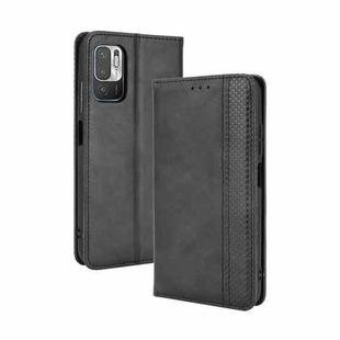 For Xiaomi Redmi Note 10 5G Magnetic Buckle Retro Crazy Horse Texture Horizontal Flip Leather Case with Holder & Card Slots & Photo Frame(Black)