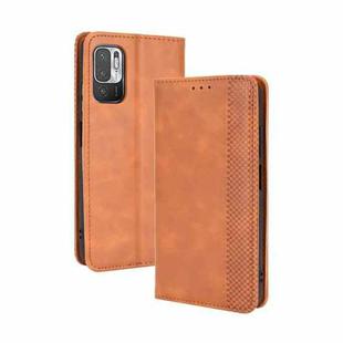 For Xiaomi Redmi Note 10 5G Magnetic Buckle Retro Crazy Horse Texture Horizontal Flip Leather Case with Holder & Card Slots & Photo Frame(Brown)
