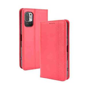 For Xiaomi Redmi Note 10 Magnetic Buckle Retro Crazy Horse Texture Horizontal Flip Leather Case with Holder & Card Slots & Photo Frame(Red)