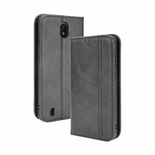 For Nokia C01 Plus Magnetic Buckle Retro Crazy Horse Texture Horizontal Flip Leather Case with Holder & Card Slots & Photo Frame(Black)