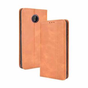 For Nokia C10 / C20 Magnetic Buckle Retro Crazy Horse Texture Horizontal Flip Leather Case with Holder & Card Slots & Photo Frame(Brown)