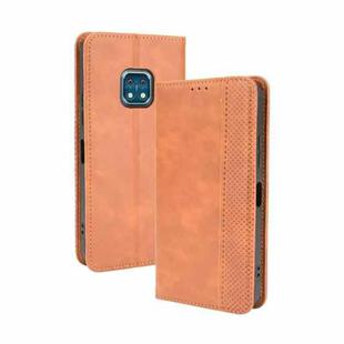 For Nokia XR20 Magnetic Buckle Retro Crazy Horse Texture Horizontal Flip Leather Case with Holder & Card Slots & Photo Frame(Brown)