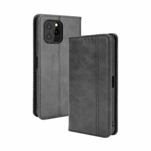 For Oukitel C21 Pro Magnetic Buckle Retro Crazy Horse Texture Horizontal Flip Leather Case with Holder & Card Slots & Photo Frame(Black)