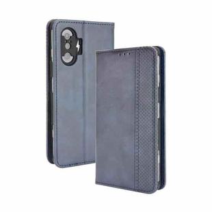 For Xiaomi Poco F3 GT / Redmi K40 Gaming Magnetic Buckle Retro Crazy Horse Texture Horizontal Flip Leather Case with Holder & Card Slots & Photo Frame(Blue)