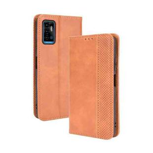 For ZTE Blade A71 Magnetic Buckle Retro Crazy Horse Texture Horizontal Flip Leather Case with Holder & Card Slots & Photo Frame(Brown)