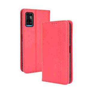 For ZTE Blade A71 Magnetic Buckle Retro Crazy Horse Texture Horizontal Flip Leather Case with Holder & Card Slots & Photo Frame(Red)