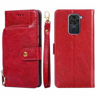 Zipper Bag PU + TPU Horizontal Flip Leather Case with Holder & Card Slot & Wallet & Lanyard For Xiaomi Redmi Note 9(Red)