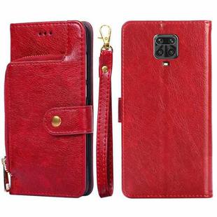 Zipper Bag PU + TPU Horizontal Flip Leather Case with Holder & Card Slot & Wallet & Lanyard For Xiaomi Redmi Note 9S(Red)