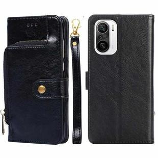 Zipper Bag PU + TPU Horizontal Flip Leather Case with Holder & Card Slot & Wallet & Lanyard For Xiaomi Redmi K40 / K40 Pro(Black)