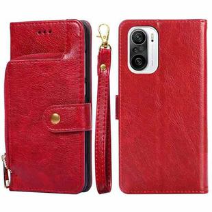 Zipper Bag PU + TPU Horizontal Flip Leather Case with Holder & Card Slot & Wallet & Lanyard For Xiaomi Redmi K40 / K40 Pro(Red)