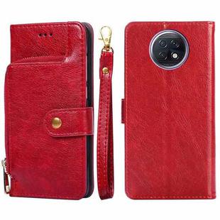 Zipper Bag PU + TPU Horizontal Flip Leather Case with Holder & Card Slot & Wallet & Lanyard For Xiaomi Redmi Note 9 5G CN Version / Note 9T 5G(Red)
